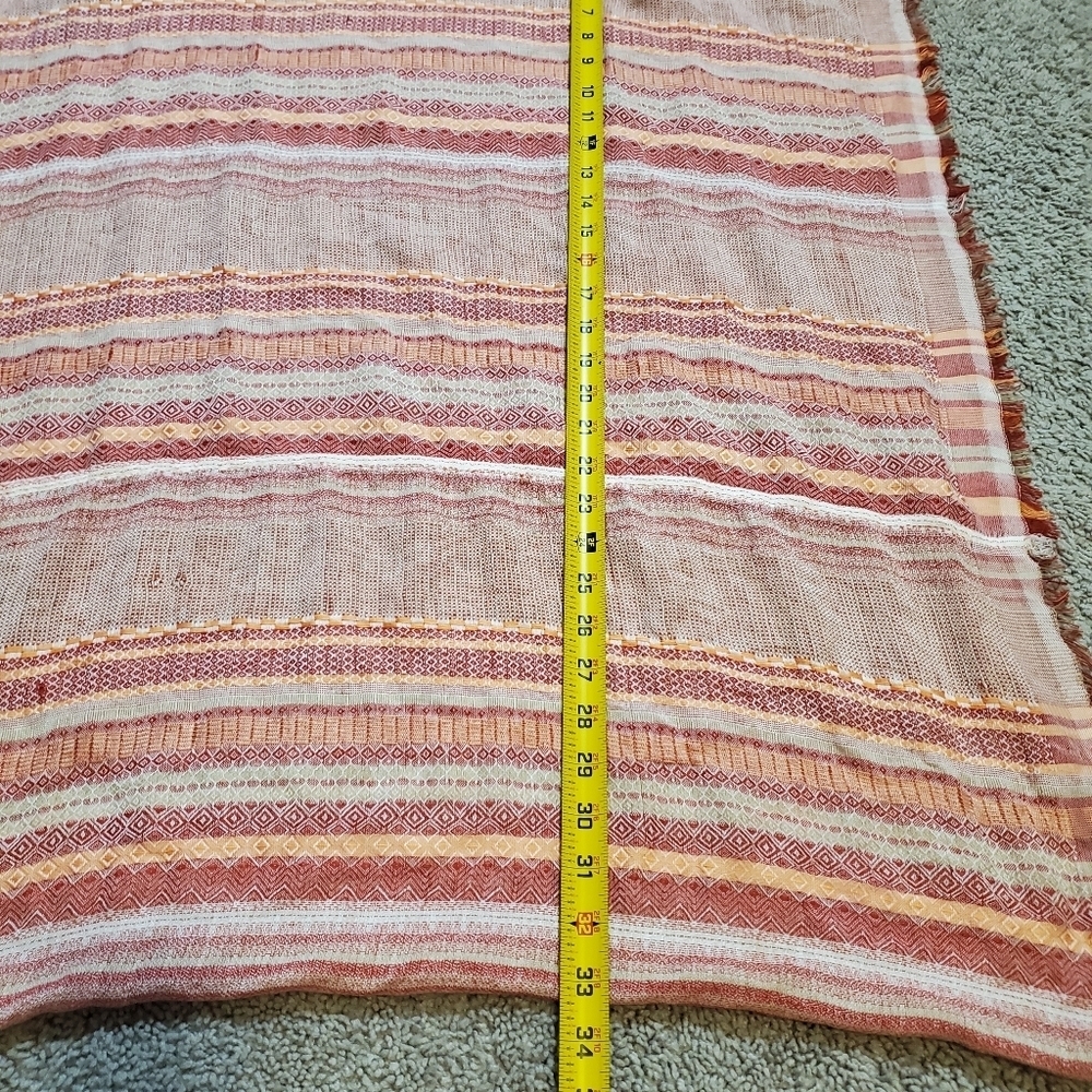 Infinity Patterned Red and Orange Striped Scarf - Picture 7 of 11